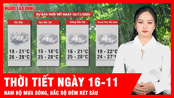Thời tiết ngày 16-11: Nam Bộ mưa dông rải rác, Bắc Bộ đêm rét sâu | Tin tức