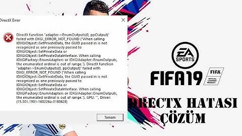 Fifa 19 Drectx Error Çözüm ( Drectx function)