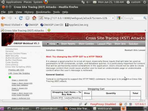 WebGoat 5.3 - Cross Site Tracing (XST) Attacks