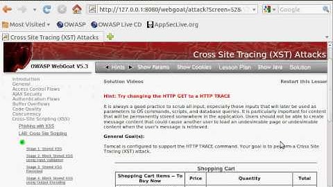 WebGoat 5.3 - Cross Site Tracing (XST) Attacks