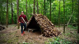 I Finish Building Bushcraft Viking House in the Forest | Wilderness Cabin | ASMR | Ep.2