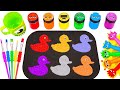 Oddly Satisfying Video | DIY Rainbow Ducks Swimming on Beads Mixing Paint SPRUNKI Candy Cutting ASMR