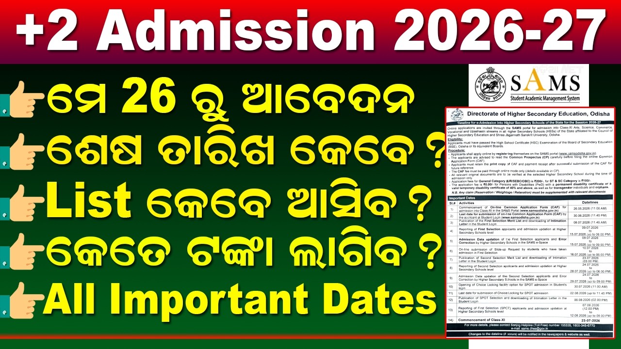 +2 Admission 2026 Online Apply Last Date |+2 First Selection Merit List ...