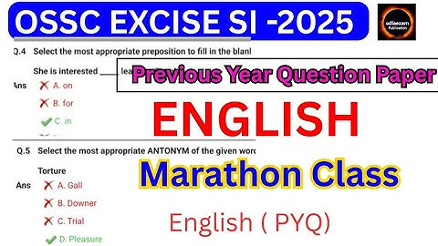 Ossc Excise Si English || Marathon Class🏃|| ossc excise si 2024 question paper | ossc excise si 2025