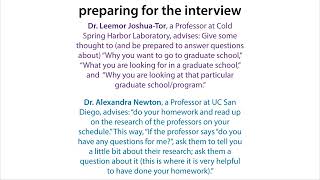 Grad school interview advice & what to expect (especially biomedical sciences-type programs)