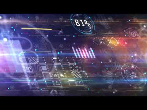 Abstract animated crypto trading infographic in virtual space.