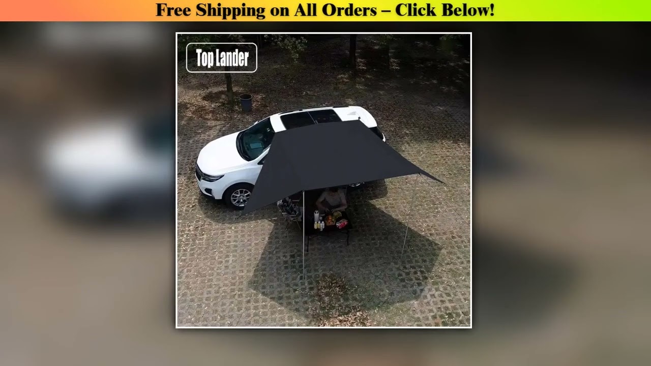 SUV Car Side Awning Tarp Black Coating Waterproof UV Protection Suction Cup Shelter Tent Camping