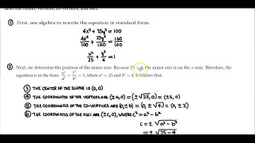 Math 10 8.1 Ex. 4 Graphing an Ellipse Centered at the Origin from an Equation Not in Standard Form