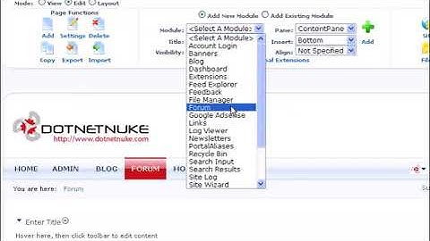 7) How to install an additional forum module in DotNetNuke