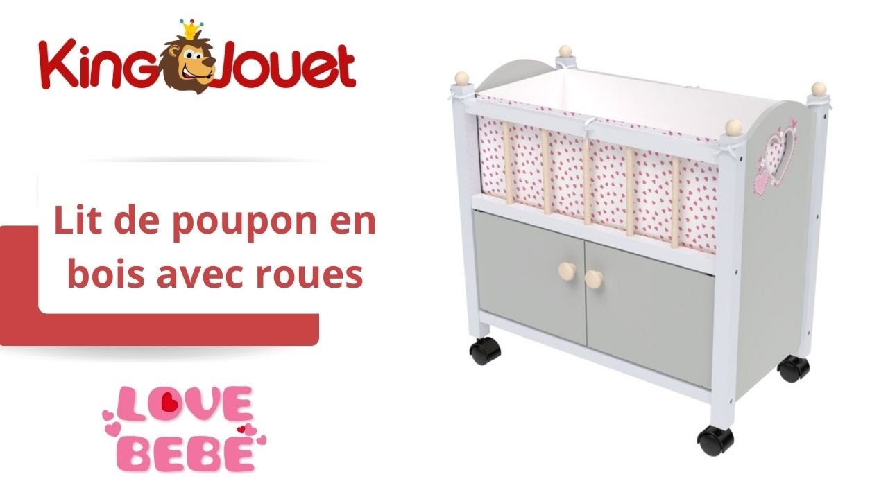 Lit à bascule en bois pour poupon LOVE BEBE : King Jouet, Accessoires  poupons LOVE BEBE - Poupées Poupons