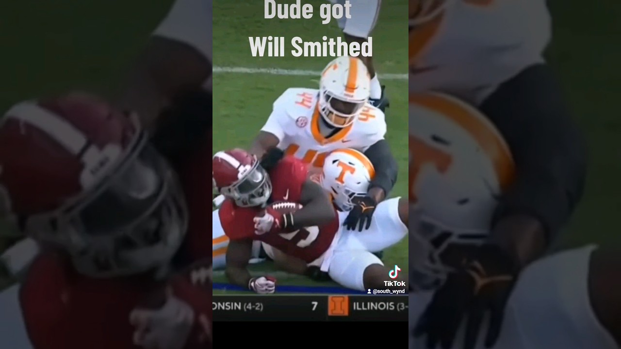 Tennessee Vols player Will Smithed Alabama running back 😬😳😳#trending #Tennessee #willsmith #alabama