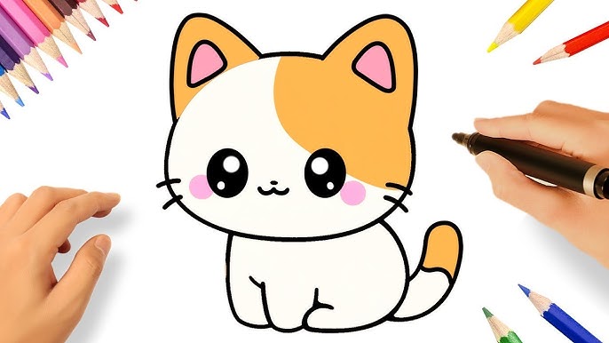 Como Desenhar Um Gato Fofo e Facil Passo a Passo Kawaii