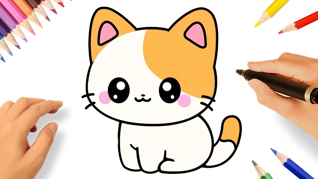 Como desenhar Gatinho tigre fofo Kawaii ❤ Desenhos Kawaii - Desenhos para  Desenhar 