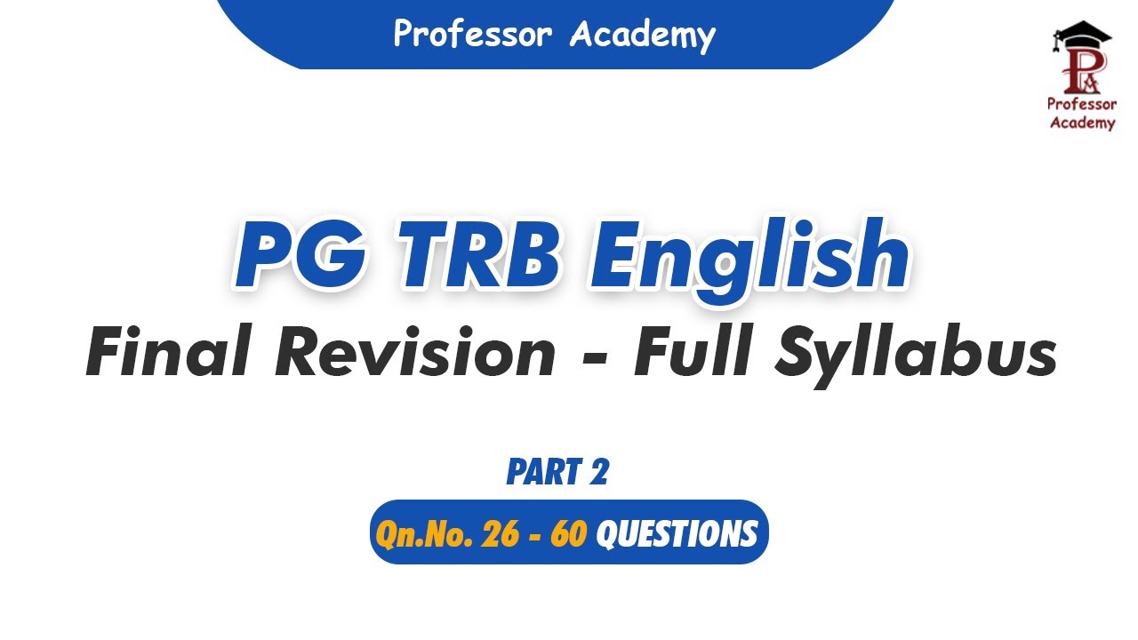 PG TRB English | Revision Test: All 10 Units | Part 2