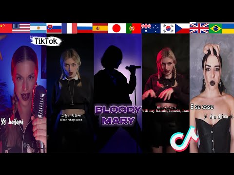 Lady Gaga Bloody Mary on 15 Languages - Wednesday Dance Song TikTok Covers Compilation #wednesday