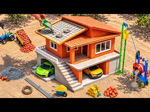 Burglar Burns Garage | DIY Mini Fireproof Modern 2-Story Cement House Construction Science Project