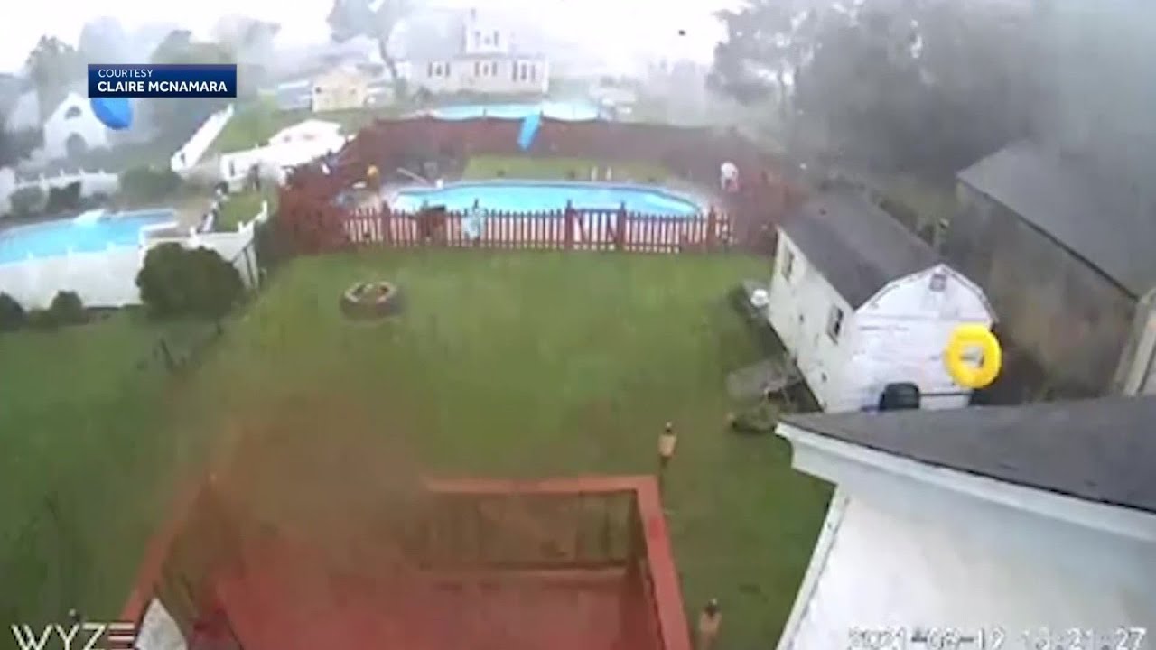Surveillance video captures storm that triggered tornado warning - YouTube