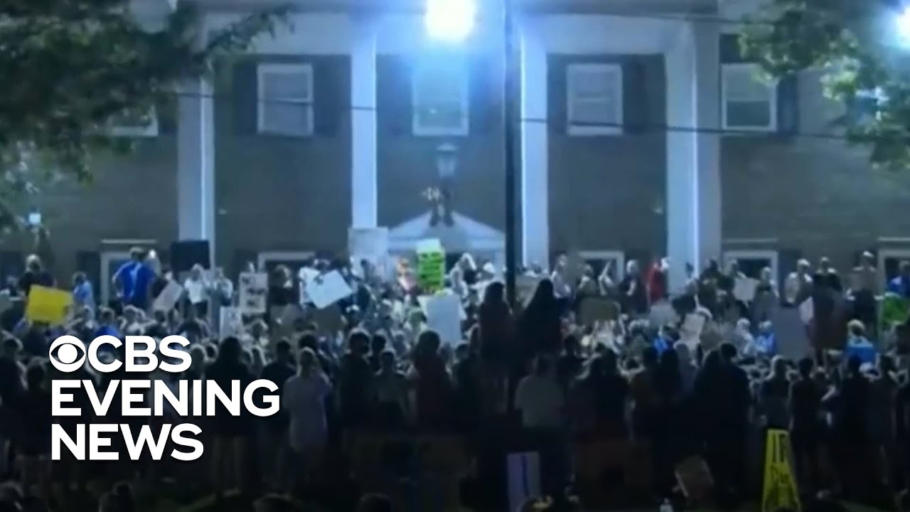 Protests erupt outside fraternity facing sex assault claims