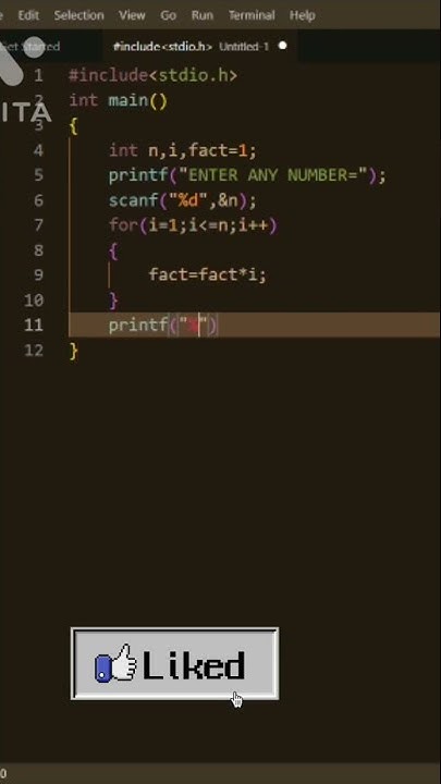 Write a c program to find the factorial of given number by learn ...