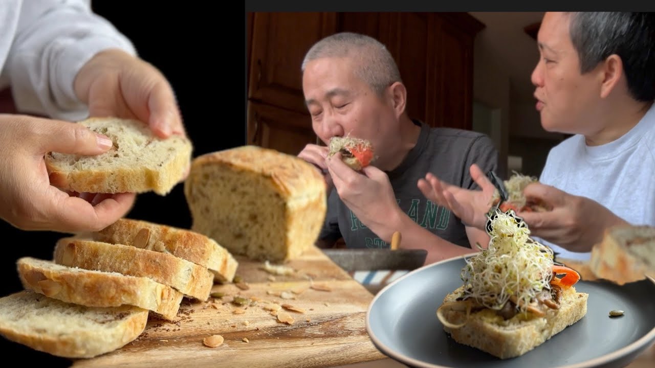 夜雪景好美 阿婆免揉吐司 酸包口感真好吃  蚝菇最好吃做法【Garden Time 田园生活分享】2024 1