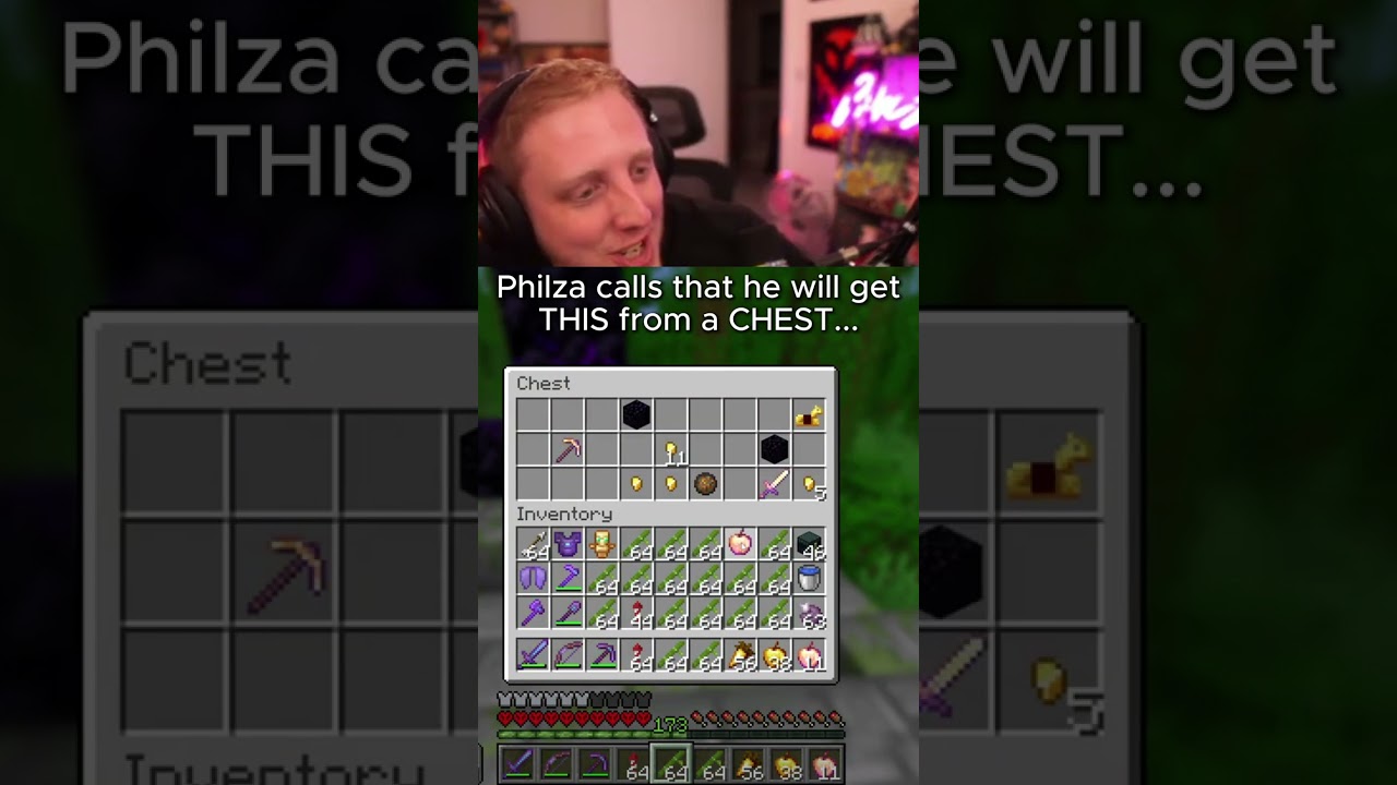 Philza calls that he will get THIS from a CHEST...