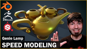 Blender 2.8 3D Speed Modeling - Stylized Genie Lamp Prop
