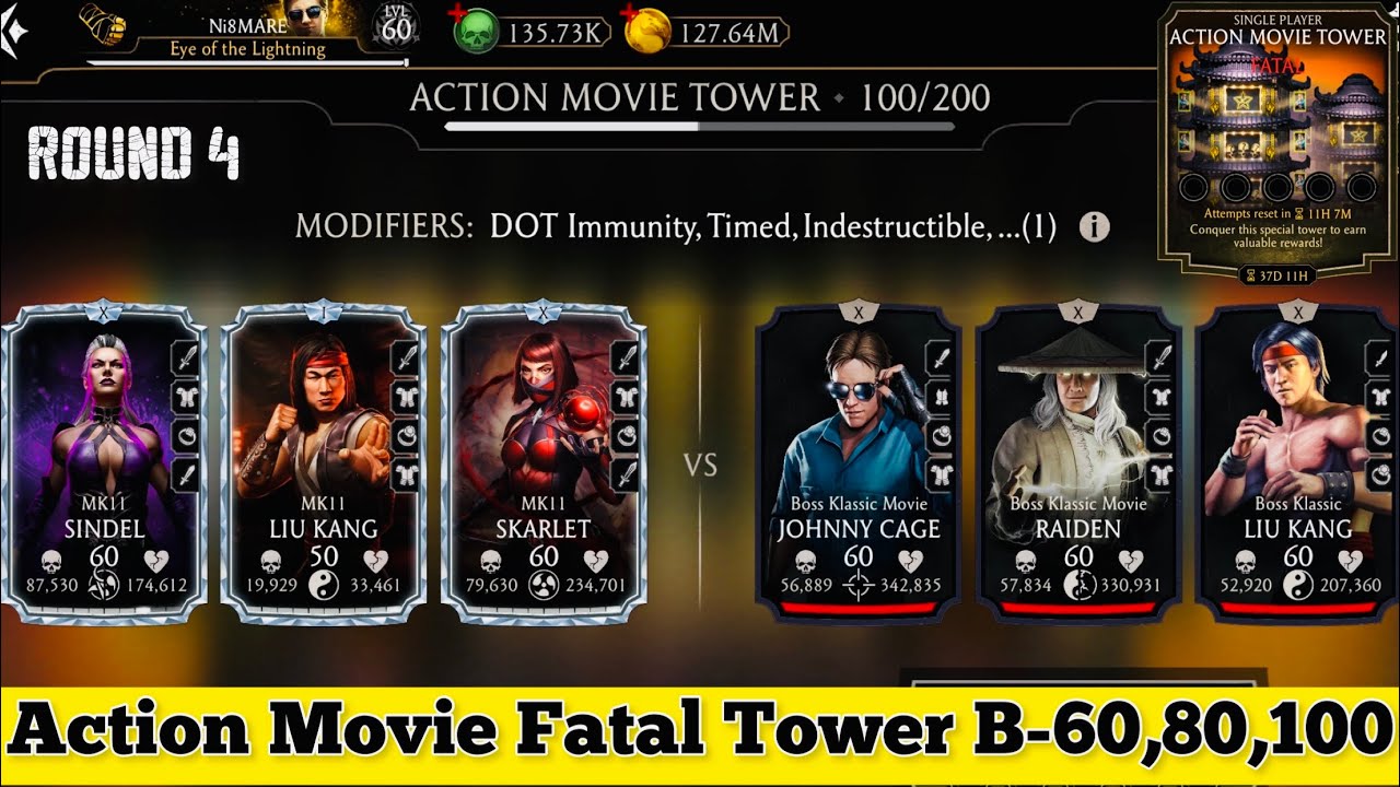 Fatal Action Movie Tower Boss Battle 100 & 60,80 Fight + Reward MK Mobile