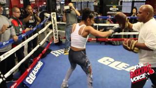 Amanda Serrano Doing Pad Work With Andre Rozier