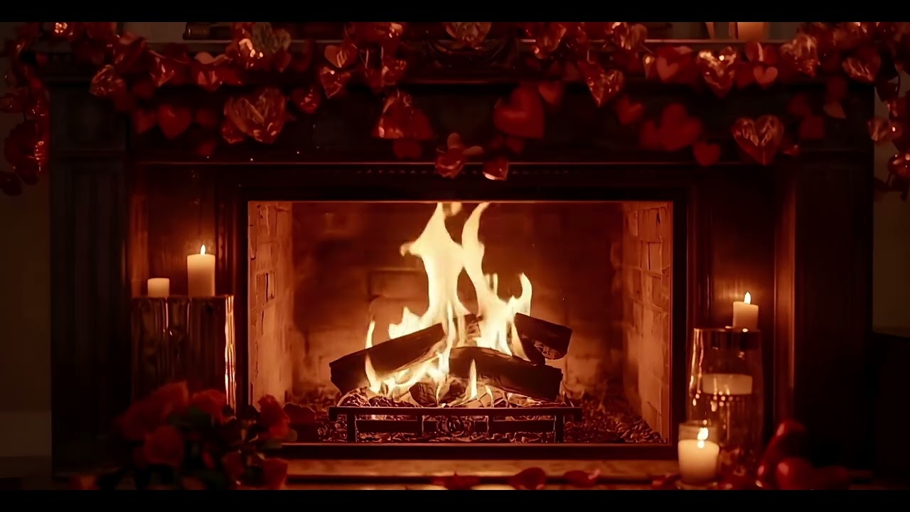 Valentine’s Day Fireplace Ambience with Candles ❤️ | Cozy Fire Sounds (10 Hours)