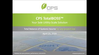 Famous TotalBOSS: CPS Utility-Scale Solutions (Recorded Webinar 4-23-2020) Wealth