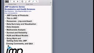 JMP Academic Series:  Biostatistics and Health Sciences