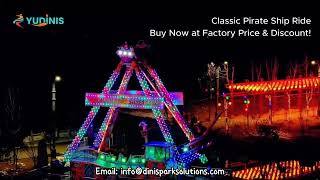 Pirate Ship Ride At Amusement Park At Night
