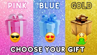 Choose your gift 🎁💖🤩🤮|| 3 gift box challenge|| 2 good & 1 bad|| Pink, Blue & Gold #giftboxchallenge