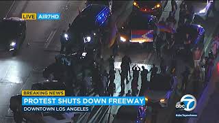 Protesters block 101 Freeway near downtown LA over Armenia-Azerbaijan conflict