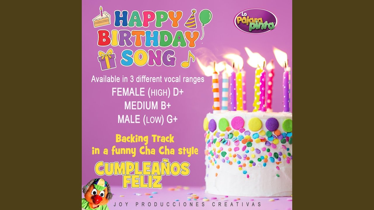 Happy Birthday - Cumpleaños Feliz - (Male Low Vocal Range G+)