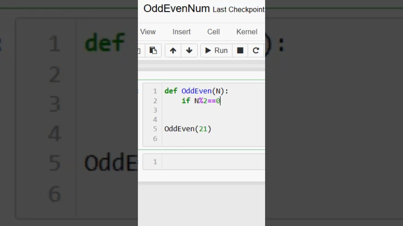 OddEven numbers using function definition. 