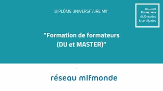 Webinaire : Formation de formateurs (DU et MASTER)