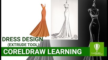 Gown dress designing in coreldraw with extrude tool