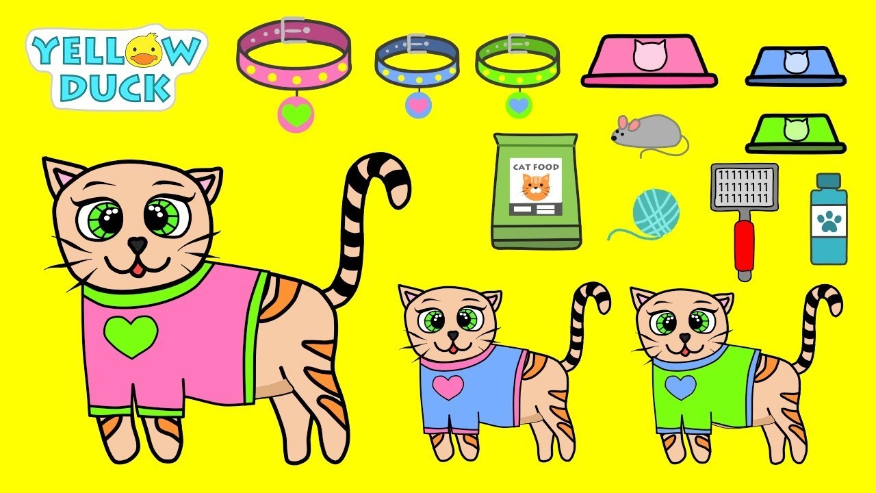 PAPER DOLLS CAT FAMILY DOLLHOUSE IN ALBUM PLAYING WITH DOLLS YouTube