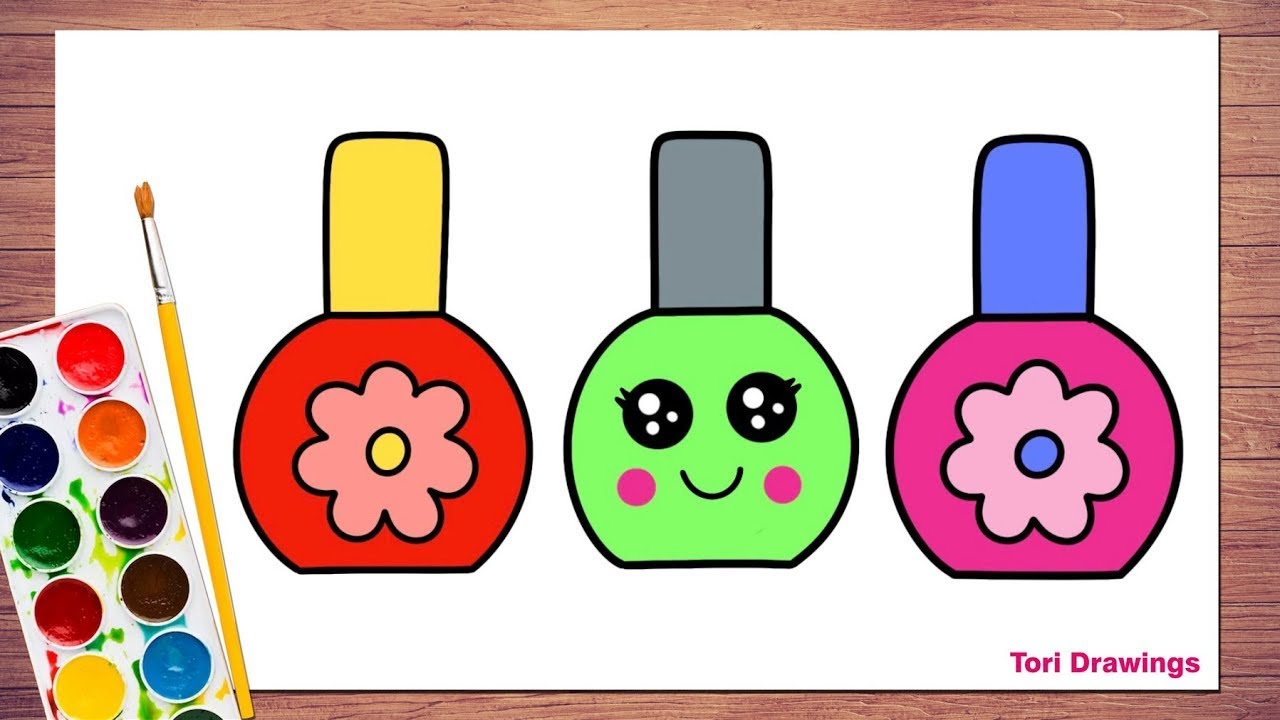 How to Draw Nail Polish | Nail Polish Drawing Step-by-step 