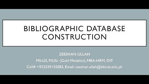 Bibliographic Database Construction in Koha