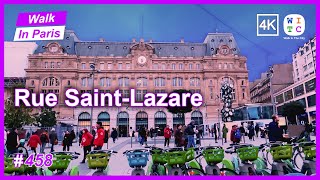 Rue Saint-Lazare, Paris, France | Paris walk | Paris street tour | Paris street walk | Walk In Paris