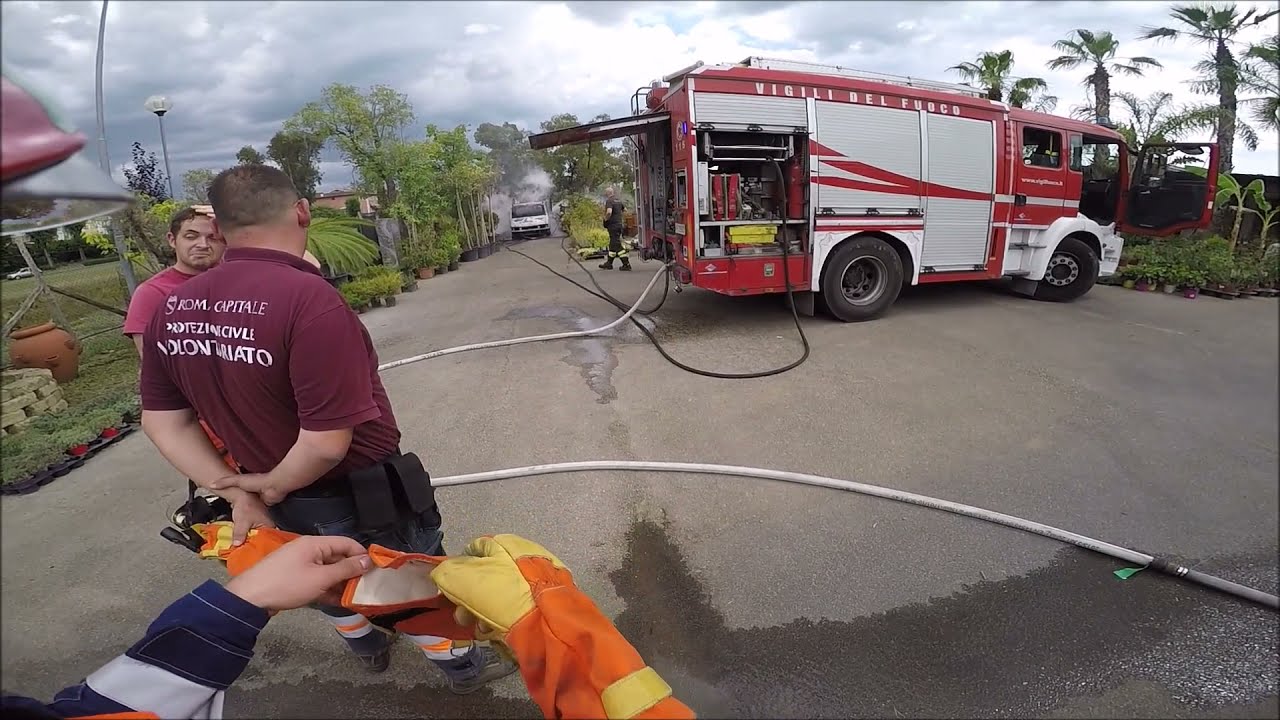 Protezione civile The Angels Gopro - Incendio vivaio Casal Palocco  -Autobotte 204