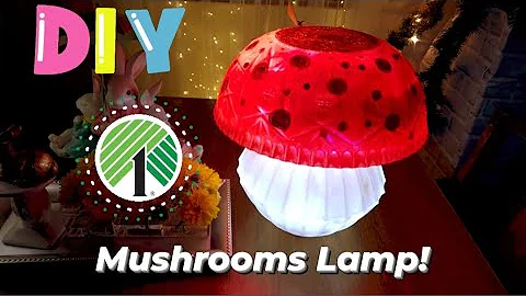 🍄DIY DOLLAR TREE MUSHROOMS LAMPS 🍄 #crafts #diy #decor #dollartree #viralvideo