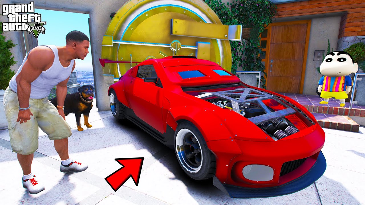 Franklin Found Secret Garage Under His House In GTA 5 | SHINCHAN and CHOP