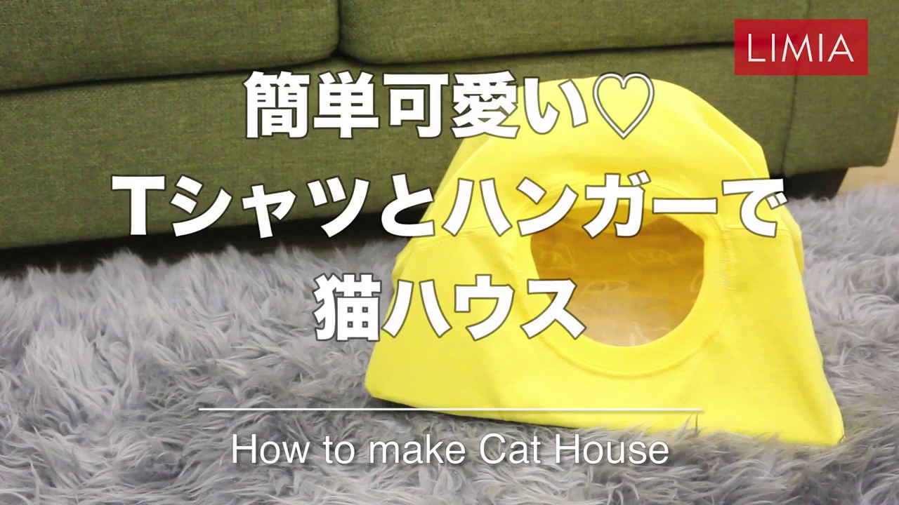 Tシャツとハンガーで猫ハウスをdiy How To Make Cat House Limia リミア Youtube