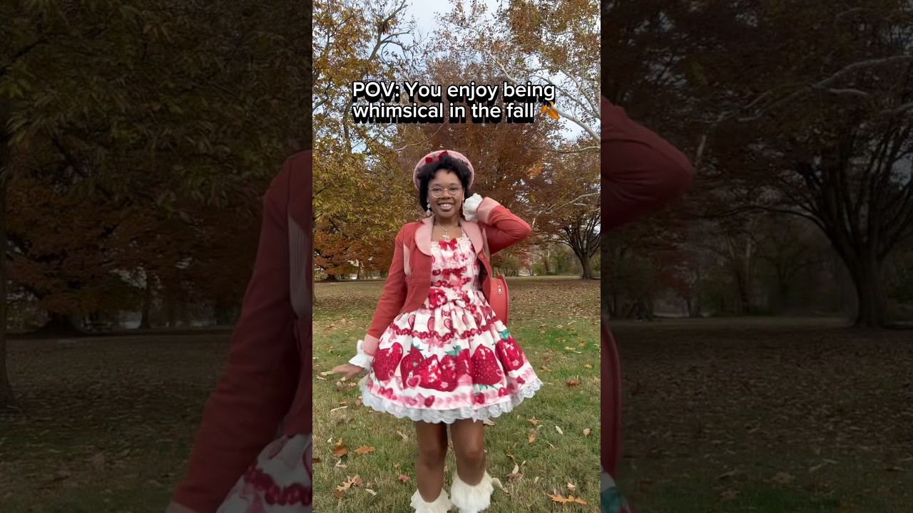 Strawberry Lolita Dress styled for fall 🍁 🍓✨