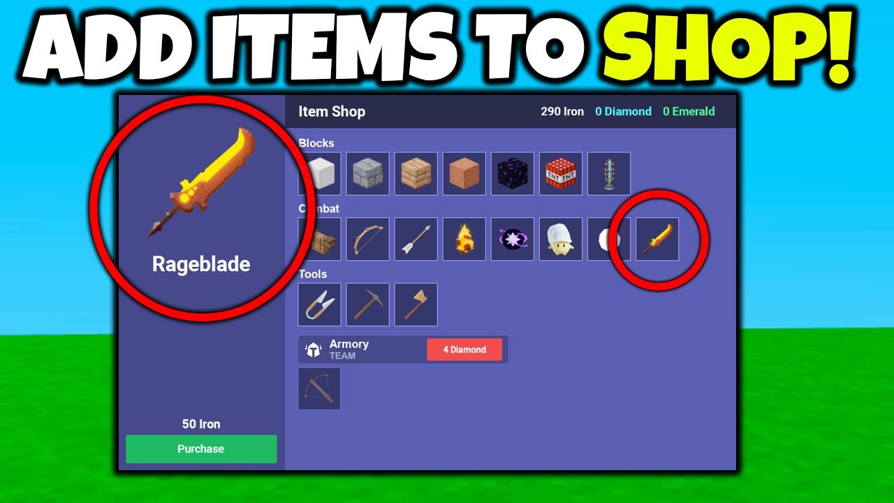 ADD ANY ITEM TO SHOP Roblox Bedwars New Update YouTube