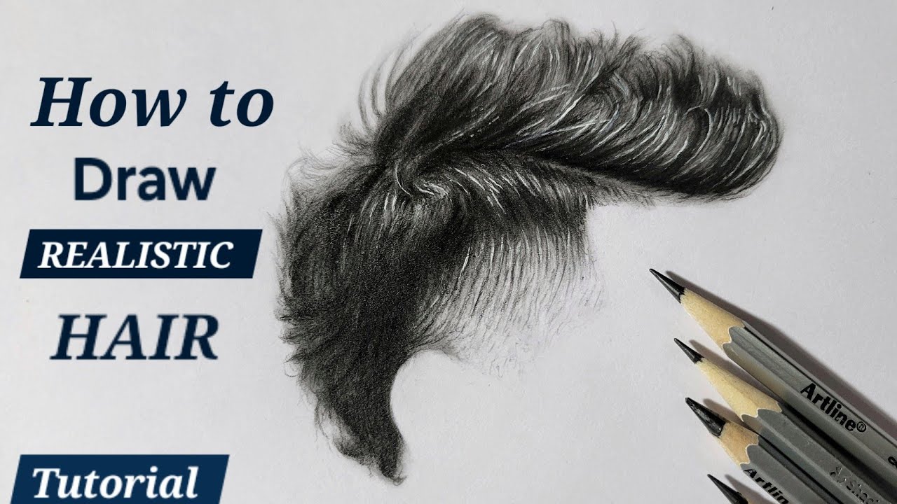 How to Draw Realistic HAIR - Step by Step | Tutorial For Beginners ...