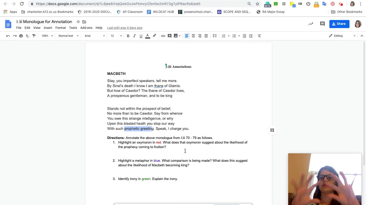 English 2: I:iii Annotations - part 2 - YouTube